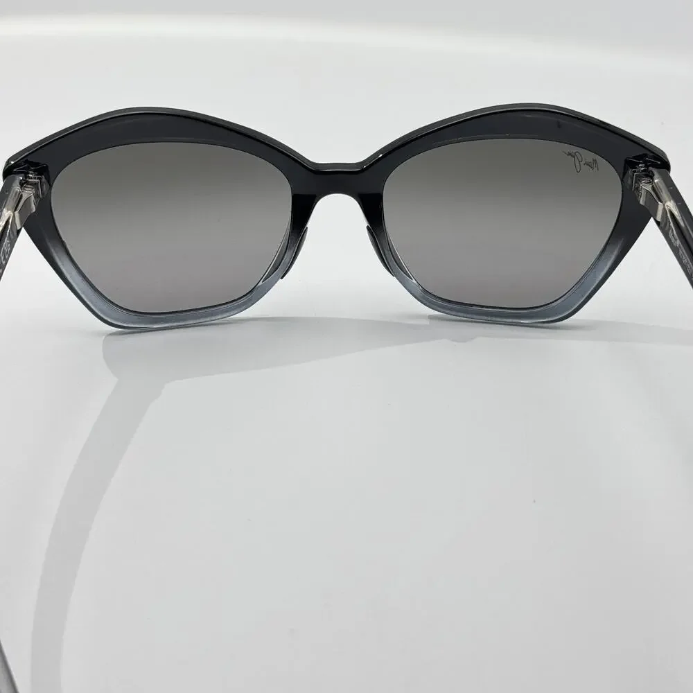 Maui Jim Sunglasses Lotus STG-SG MJ827-02J Black Cat Eye Frame Gray Gradient